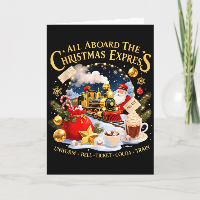 Tarjeta All Aboard The Christmas Express Train Santa Holid (Anverso)