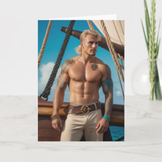 Tarjeta All Hands on Deck Hot Guy Greetings Card