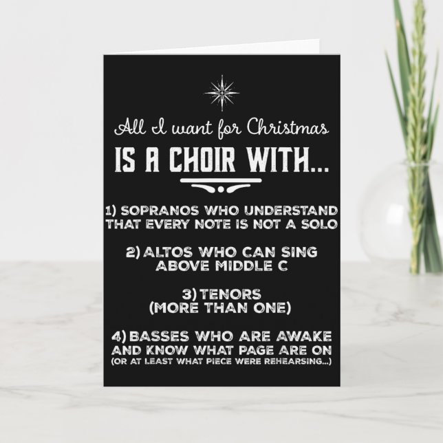 Tarjeta All I Want For Christmas Is A Choir With Sopranos  (Anverso)