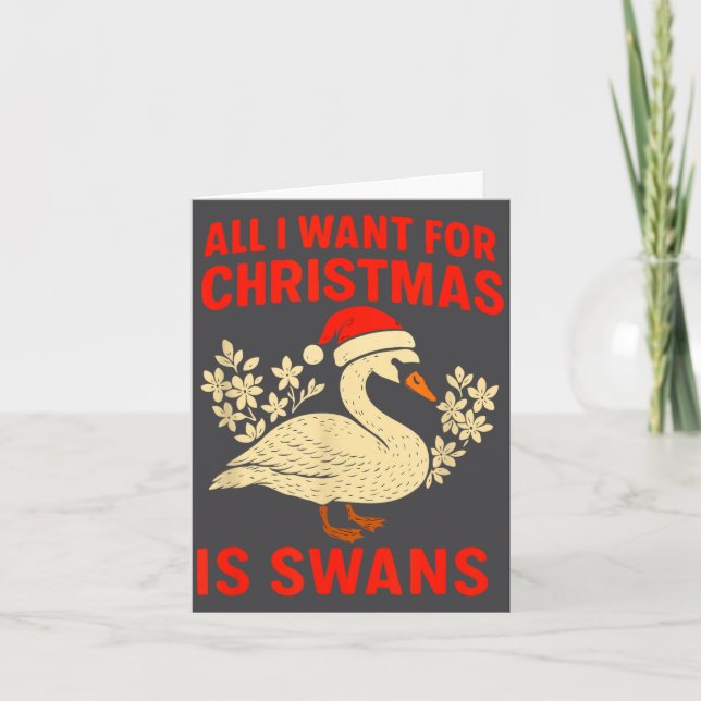 Tarjeta All I Want For Christmas Is Swans Ugly Xmas Sweate (Anverso)