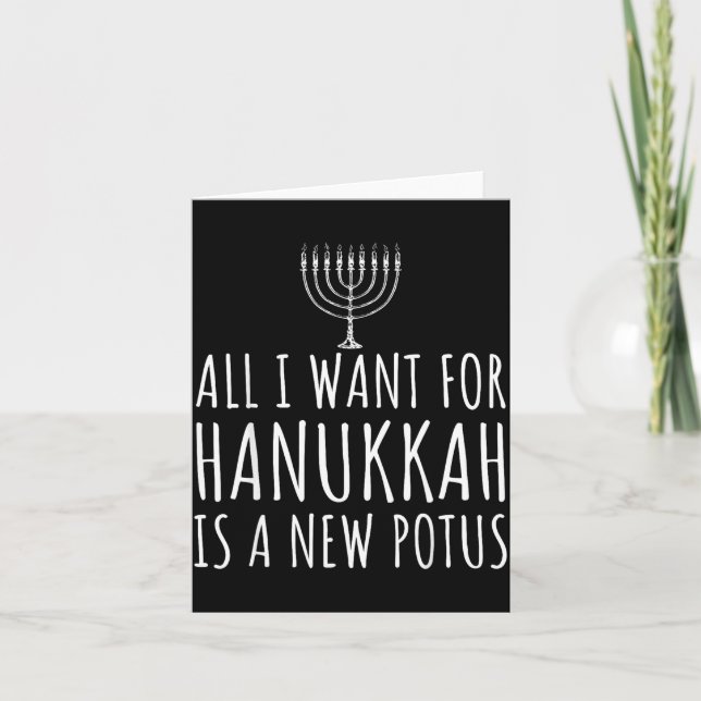 Tarjeta All I Want For Hanukkah Is A New Tus Funny Trump  (Anverso)
