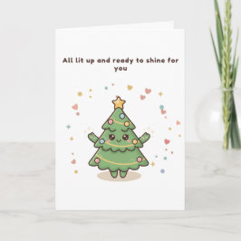 Tarjeta All Lit Up Cute Puchi Dōshi Christmas Tree Card