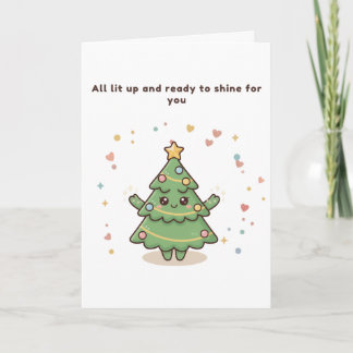 Tarjeta All Lit Up Cute Puchi Dōshi Christmas Tree Card