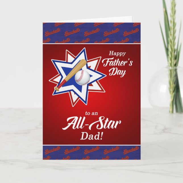 Tarjeta All Star Dad Baseball Sports Themed Father's Day (Anverso)