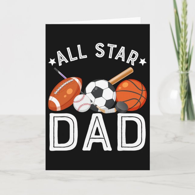 Tarjeta All Star Dad Of The Birthday Boy Sketll Soccer Spo (Anverso)
