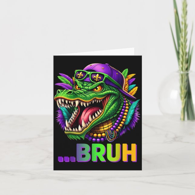 Tarjeta Alligator Bruh Mardi Gras Costume Men Women Kids  (Anverso)