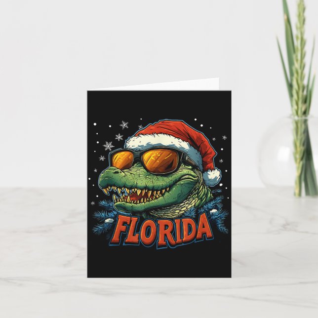 Tarjeta Alligator Santa Funny Florida Holiday Christmas Xm (Anverso)