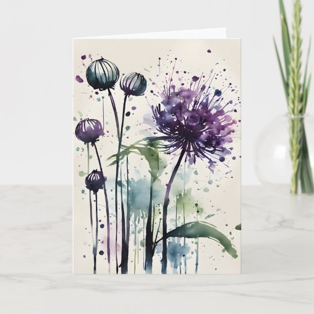 Tarjeta Allium - Watercolor flowers (Anverso)