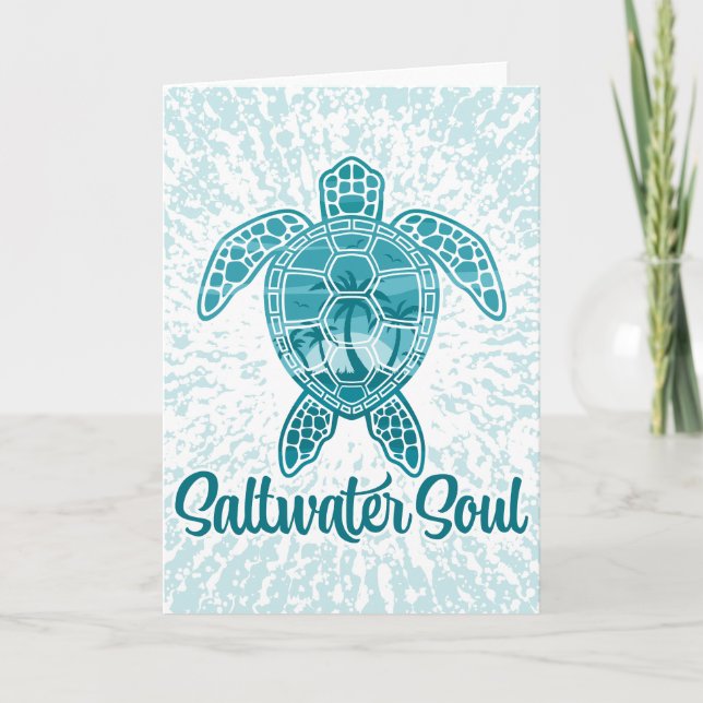Tarjeta Alma de agua salada tortuga tropical marina con pa (Anverso)