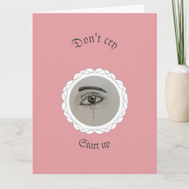 Tarjeta Almohada de lanzamiento de ojo lloroso (Anverso)