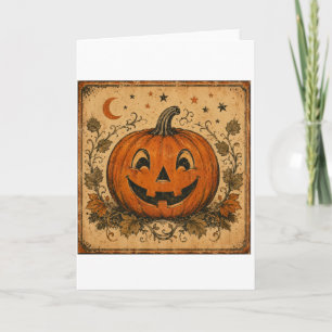 Tarjeta Almohada decorativa vintage de calabaza de Hallowe