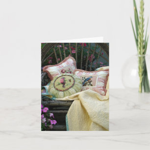 Tarjeta almohadas del pórtico de la cabaña