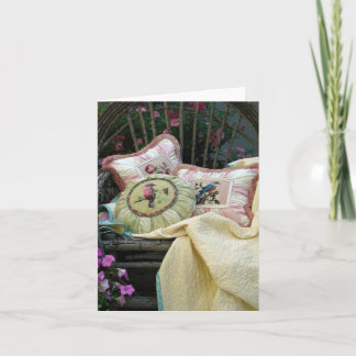 Tarjeta almohadas del pórtico de la cabaña