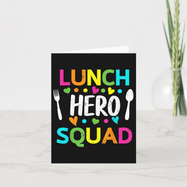 Tarjeta Almuerzo Hero Squad Funny Lady Cafeteria Trabajado (Anverso)