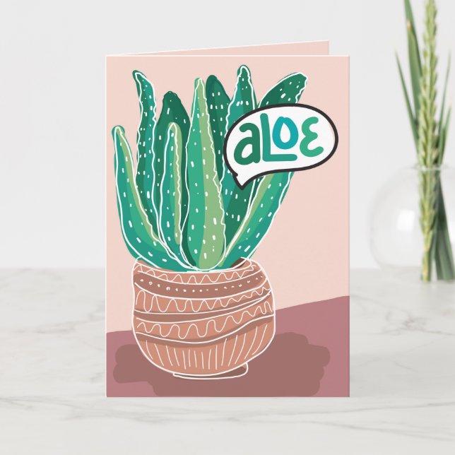 Tarjeta Aloe You Vera Mucha Pun Love Greaming Card (Anverso)