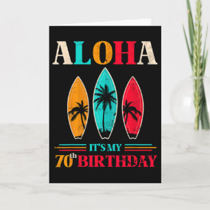 Tarjeta Aloha 70 cumpleaños Hawaii Playa Tropical Surfing