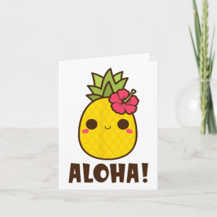 Tarjeta Aloha Beach Kawaii Cute Pineapple Hawaii Hawaiia