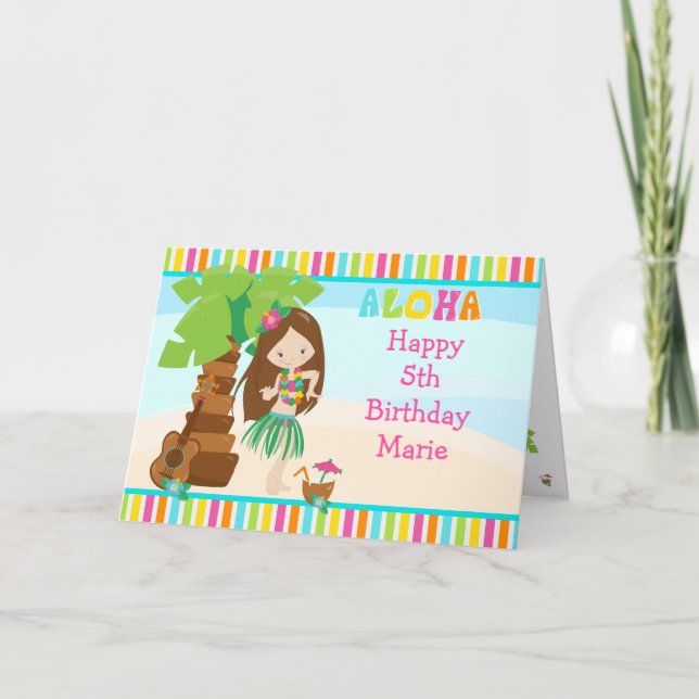 Tarjeta Aloha Brown Hair Chica (Anverso)