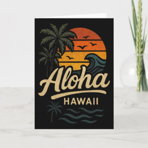 Tarjeta Aloha Hawái Playa Verano Surf 70s Retro