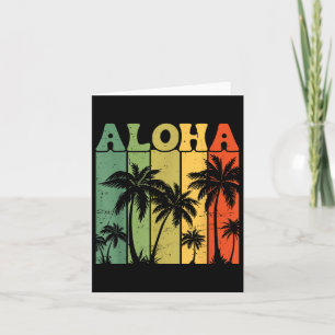 Tarjeta Aloha Hawaiian Island Palm Trees Surfboard Beach H