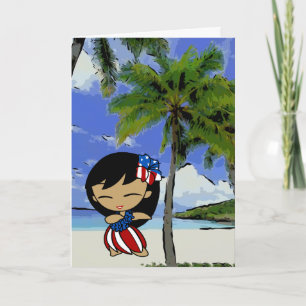 Tarjeta Aloha Honeys Hawaiian Beach Patriotic Cards
