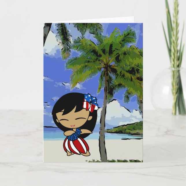 Tarjeta Aloha Honeys Hawaiian Beach Patriotic Cards (Anverso)
