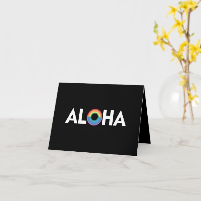 Tarjeta Aloha Isla Arcoíris Orgullo LGBTQ de Hawái (flor amarilla)