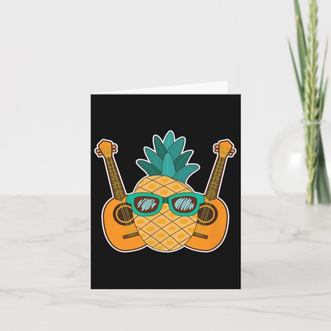 Tarjeta Aloha Pineapple Bebe Hawaii Ukulele Gift - Guit (Anverso)