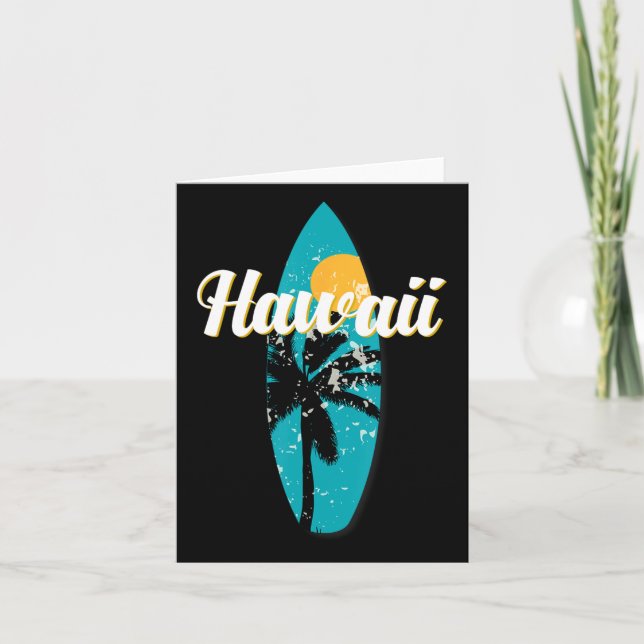 Tarjeta Aloha Vintage Retro Surfboard Beach (Anverso)