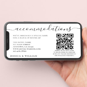 Tarjeta Alojamiento de Hotel de Boda con Código QR