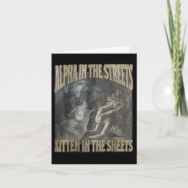 Tarjeta Alpha In The Streets Kitten Funny Werewolf Wolf Me (Anverso)