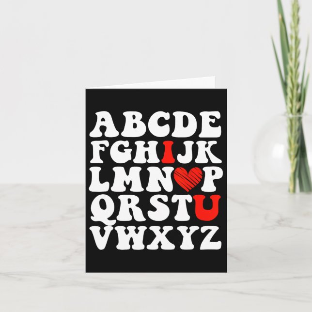 Tarjeta Alphabet Abc I Love You Día de San Valentín Heart  (Anverso)
