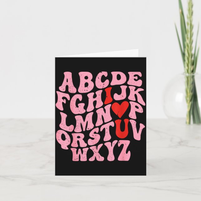 Tarjeta Alphabet I Love You Valentines Day Heart Teacher K (Anverso)