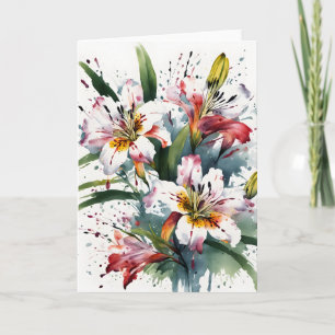 Tarjeta Alstroemeria - Flores en acuarela