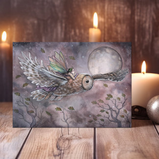 Tarjeta altísima del arte del búho y de la hada