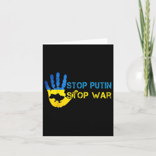 Tarjeta Alto a Putin, alto a la guerra, apoyo a Ucrania