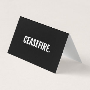 Tarjeta Alto al fuego blanco negro contra la guerra