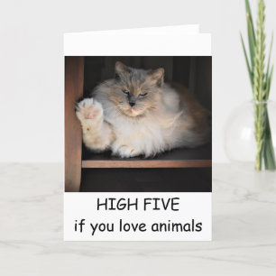 Tarjeta ALTO CINCO si amas a los animales, carta