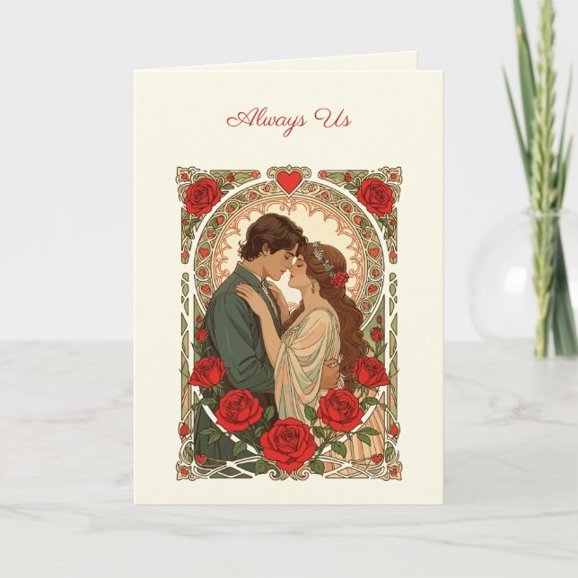 Tarjeta Always Us Romantic Art Nouveau Illustration (Anverso)
