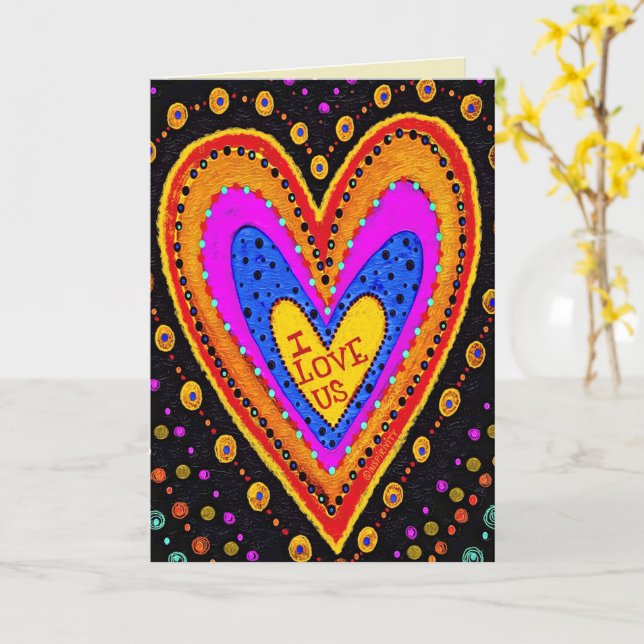 Tarjeta Ama a nosotros San Valentín moderno color negro (flor amarilla)