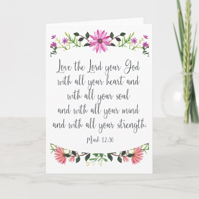 Tarjeta Ama al Señor tu Dios Floral (Anverso)