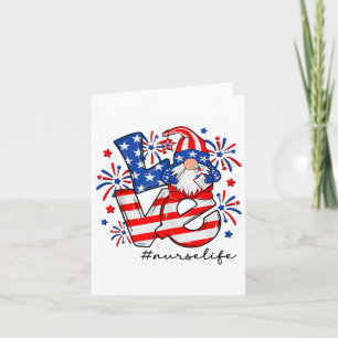 Tarjeta Ama Cuidador Vida Enfermera Gnomo Bandera American