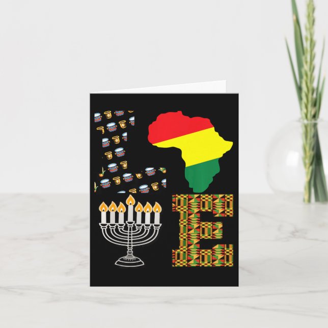 Tarjeta Ama Feliz Kwanzaa Mapa de África Kinara Velas Afri (Anverso)