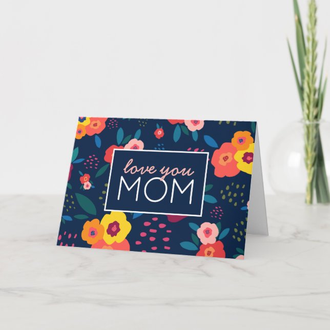 Tarjeta Ama, mamá, floral moderna, feliz día de la madre (Anverso)