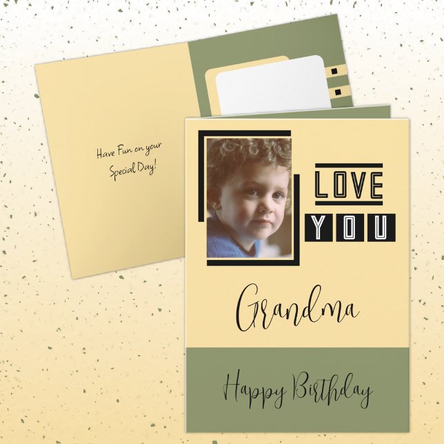 Tarjeta Ama que tu abuela añada foto de cumpleaños verde (Subido por el creador)