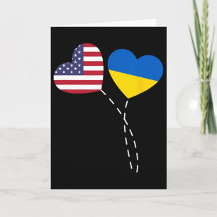 Tarjeta Amando la bandera de Ucrania EE. UU. Corazón ucran