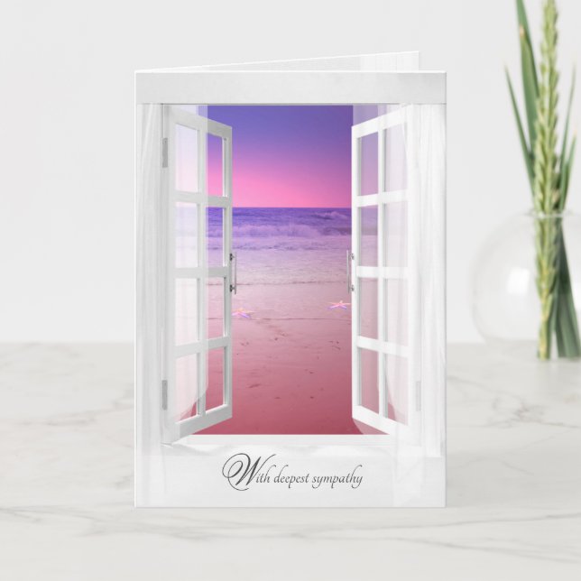 Tarjeta amanecer de la ventana del océano y simpatía por l (Anverso)