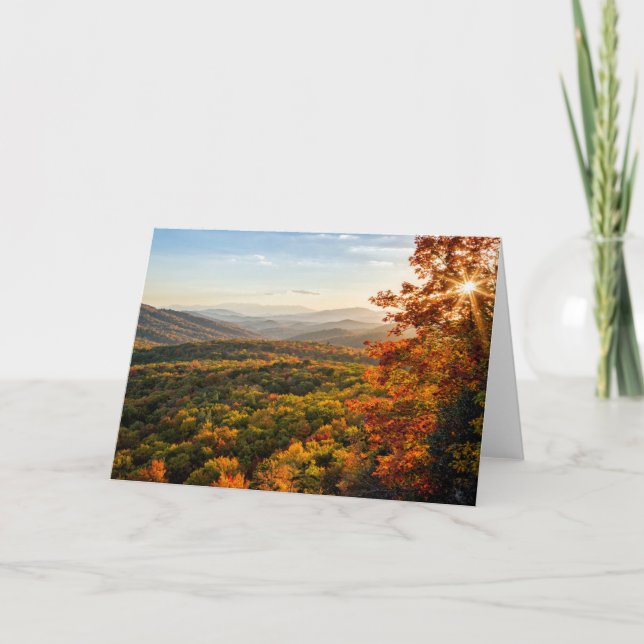 Tarjeta Amanecer de otoño | Carolina del Norte (Anverso)