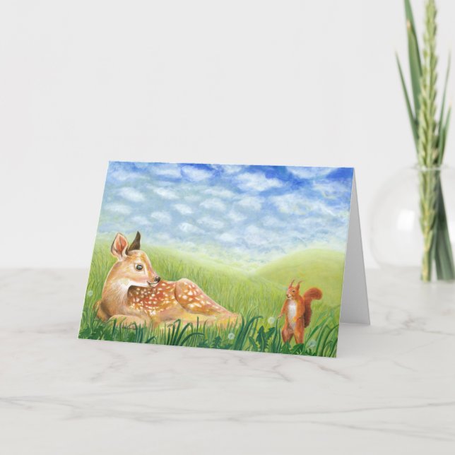 Tarjeta Amanecer en el Ilustracion de hierba (Anverso)