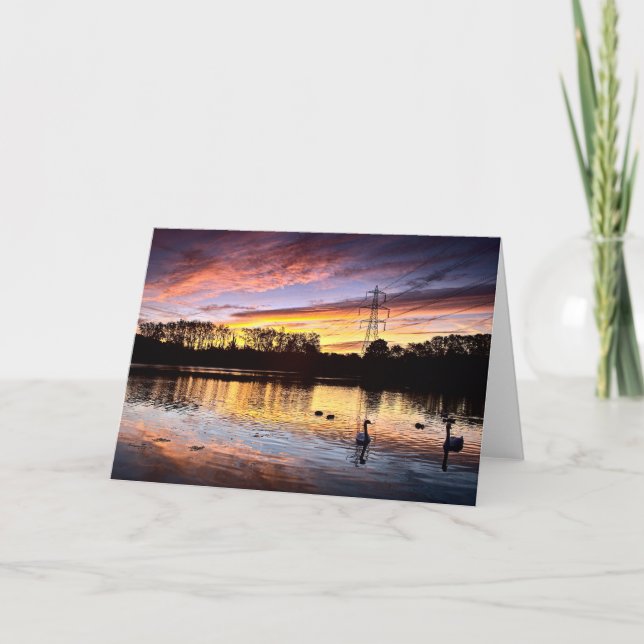 Tarjeta Amanecer en el lago, Leighton Buzzard (6353) (Anverso)